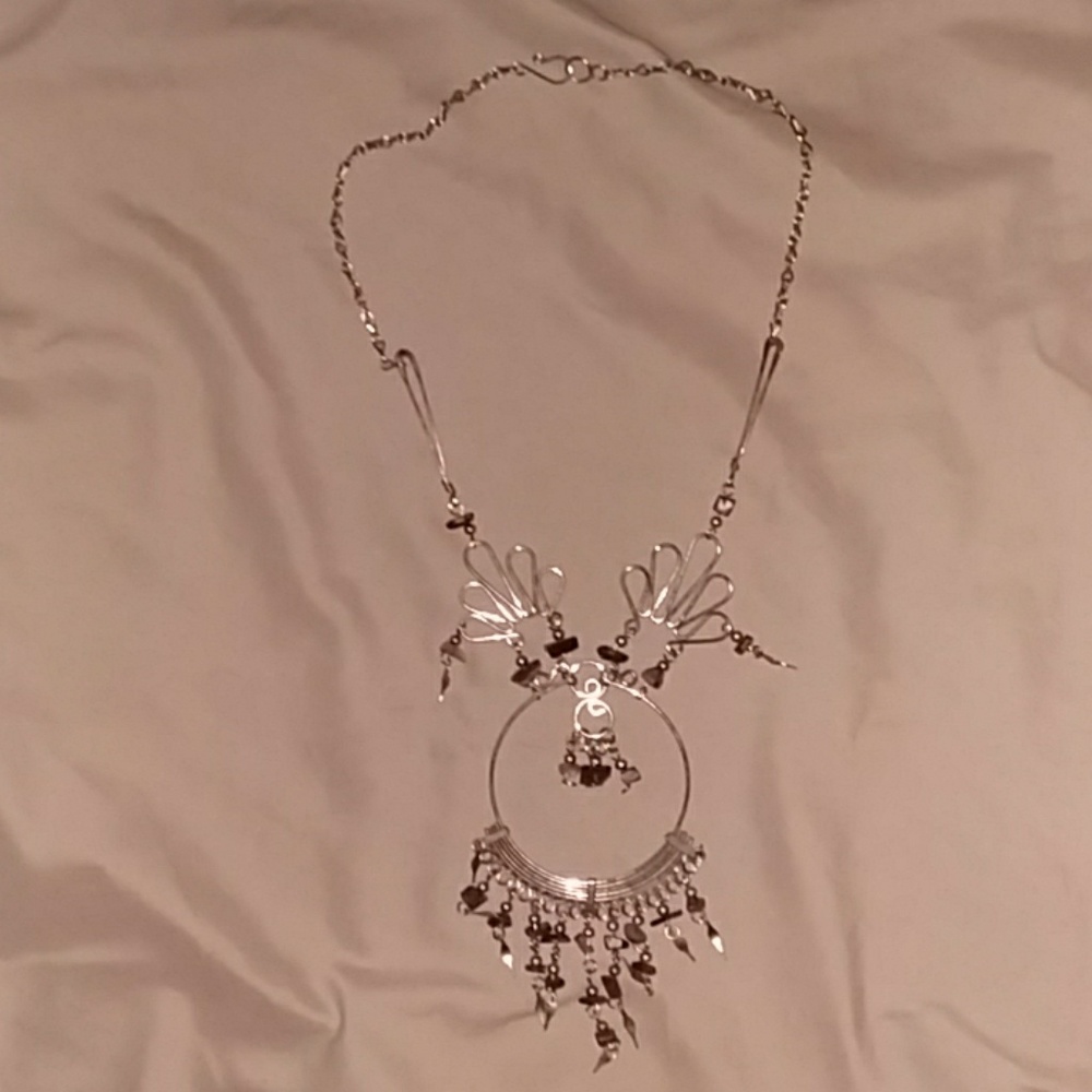 Silver and amethyst statement necklace